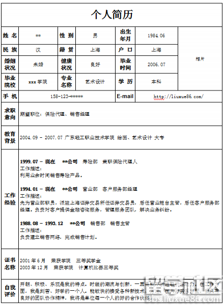 保险公司个人简历 保险销售工作内容简历