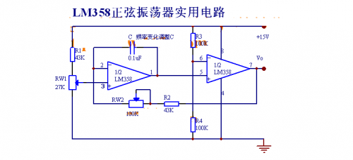 lm358正弦波发生电路图,lm358放大100倍电路图 lm358呼吸灯频率