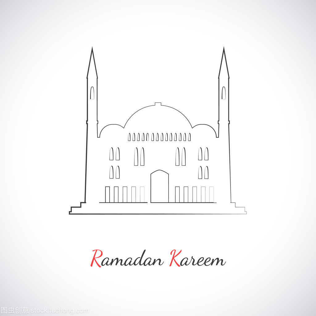 Single flat icon of Mosque isolated on white bac Single flat icon of Mosque isolated on white bac
