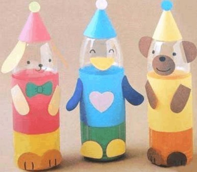 幼儿园手工小动物图片 用塑料瓶做可爱的动物.