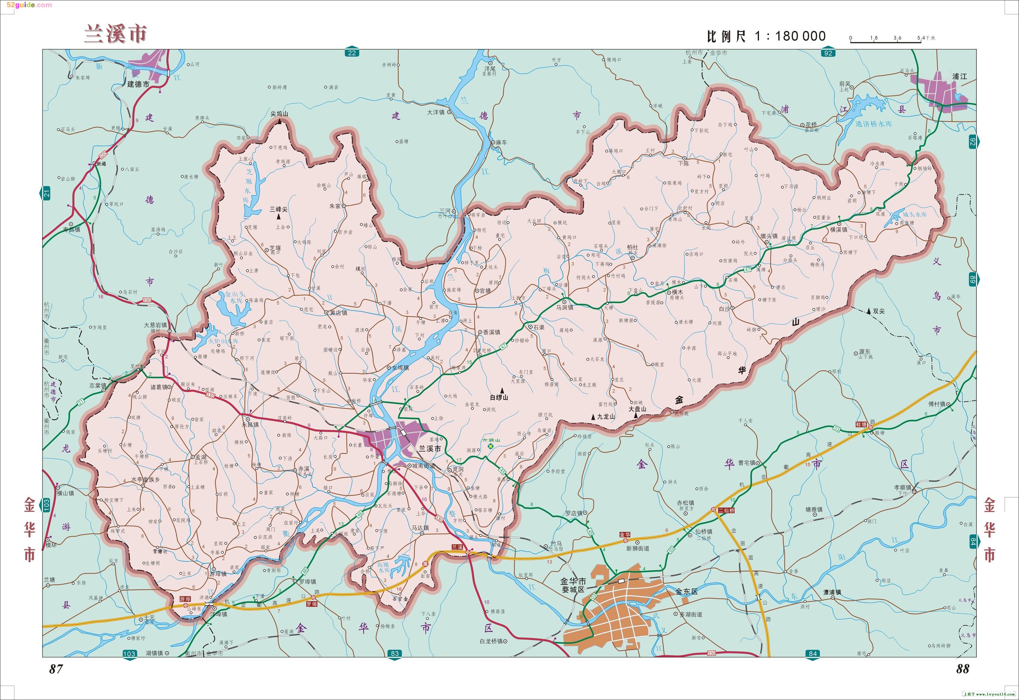 兰溪地图高清版各乡镇图片